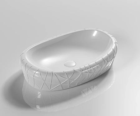 Раковина керамическая Gid Creativo 51222 60х40 накладная цвет белый без отверстий под смеситель