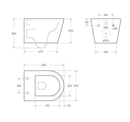 Чаша унитаза подвесная Cezares LINER CZR-38083-49-TH-TOR/SC цвет белый без сиденья безободковая смыв торнадо