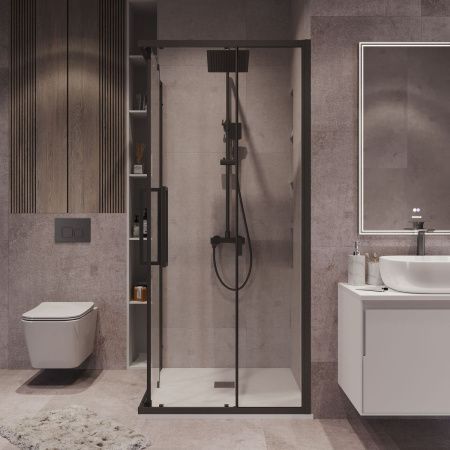 Душевой уголок Grossman Cosmo 300.K33.02.9090.21.00 90х90 стекло прозрачное профиль черный без поддона