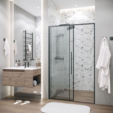 Душевая дверь Grossman Galaxy 100.K33.01.110.21.02 110х195 стекло текстурное профиль черный