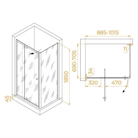 Душевой уголок RGW Passage 41084497-011 90х70 стекло прозрачное профиль хром без поддона