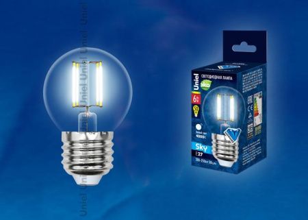 Лампа светодиодная Uniel SKY Globe (СКЫ Глобе) LED-G45-6W/WW/E27/FR PLS02WH картон