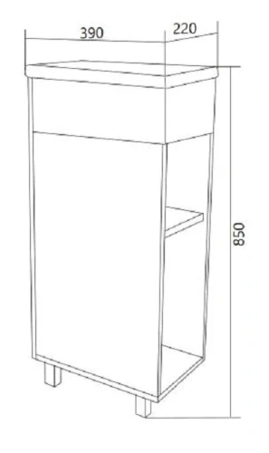 Тумба с раковиной 1MarKa Laura У85929 39х22х85 напольная цвет белый глянцевый - фото 2