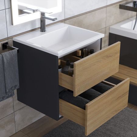 Тумба с раковиной Uperwood Barsa 29830205647 50х50 цвет коричневый/черный