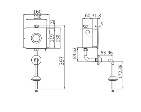 Клавиша смыва для писсуара инфракрасная Arrow AG7109AB цвет хром