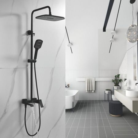 Душевая стойка Shevanik S4036H настенная цвет черный