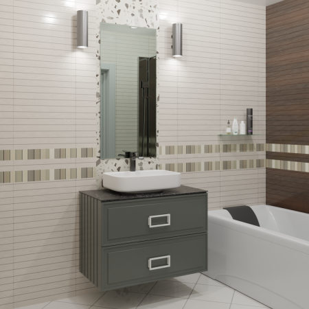 Тумба со столешницей La Fenice CUBO TWIN NFNC-01-CUB-G-90-2-2-GB 90х50 подвесная цвет синий/серый