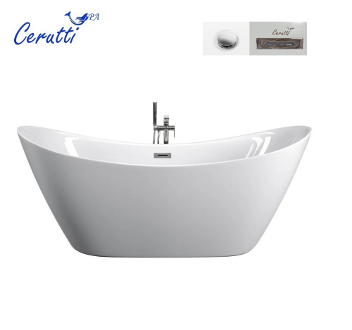 Ванна акриловая Cerutti SPA CT9319 170х75 отдельностоящая овальная - фото 4