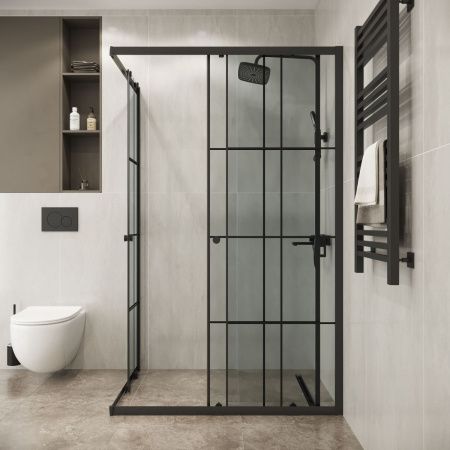 Душевой уголок Niagara Eco NG-1012-14QKL 115х80 стекло с рисунком профиль черный без поддона