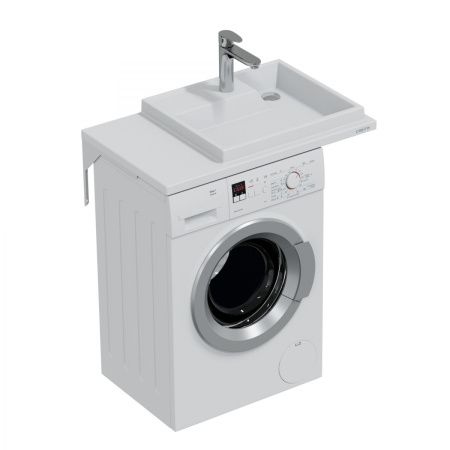 Раковина из искусственного камня СанТа Юпитер 900121 80х50 над стиральной машиной цвет белый 1 отверстие под смеситель