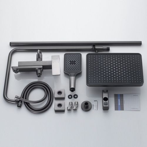 Душевая стойка Shevanik S4436T настенная цвет оружейная сталь - фото 4