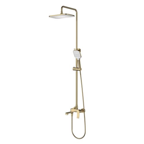 Душевая стойка Splenka S31.24.03 настенная цвет сатин золотой - фото 2