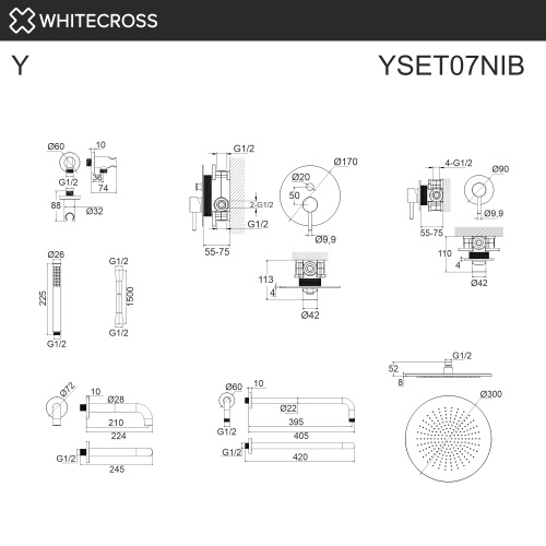 Душевая система Whitecross Y brushed nickel YSET07NIB встраиваемая - фото 3
