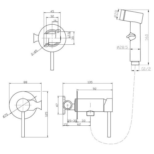 Гигиенический душ со смесителем Esko Shanghai Gold SMHGold золотой сатин - фото 3