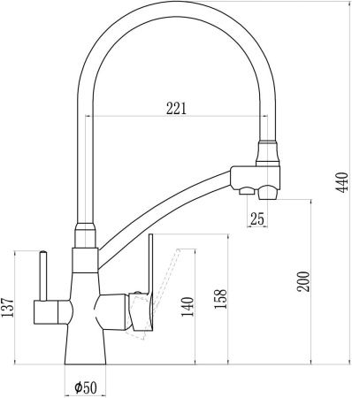 Смеситель для кухни Savol S-L1805-12 на столешницу хром