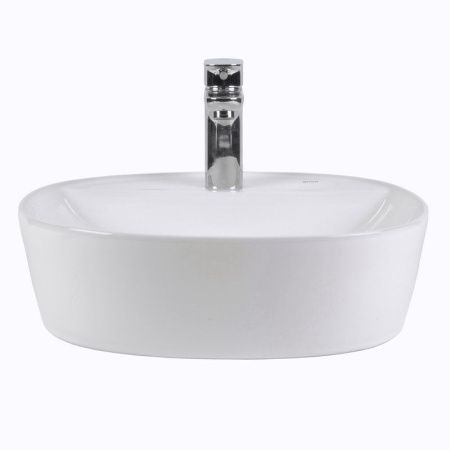 Раковина из сантехнического фарфора Bond Oval S01-410 40х40 накладная цвет белый 1 отверстие под смеситель