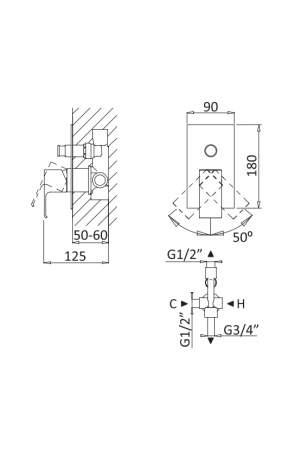 Смеситель Cezares PORTA PORTA-VDIM-SS встраиваемый медь