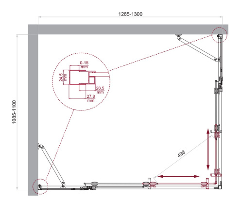 Душевой уголок BelBagno LUCE LUCE-AH-22-130/110-C-Cr 130х110 стекло прозрачное профиль хром глянцевый без поддона - фото 2