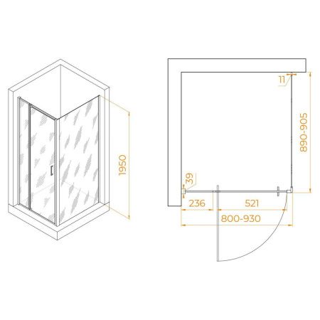 Душевой уголок RGW Passage 350807889-14 90х80 стекло прозрачное профиль черный без поддона