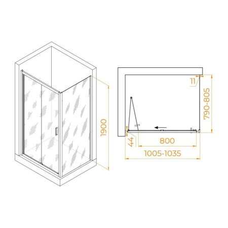 Душевой уголок RGW Passage 060814208-11 100х80 стекло прозрачное профиль хром без поддона