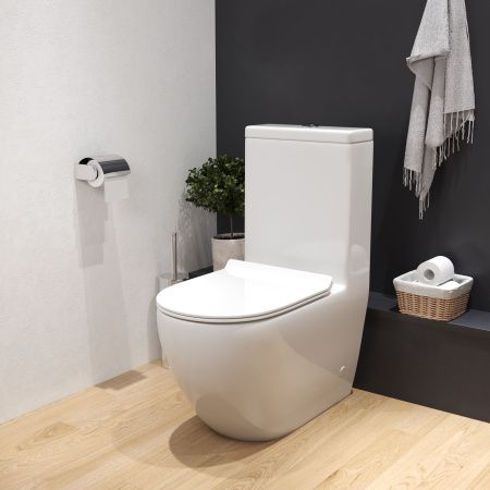 Унитаз напольный с бачком Grossman Style GR-4496S белый с сиденьем микролифт безободковый каскадный смыв