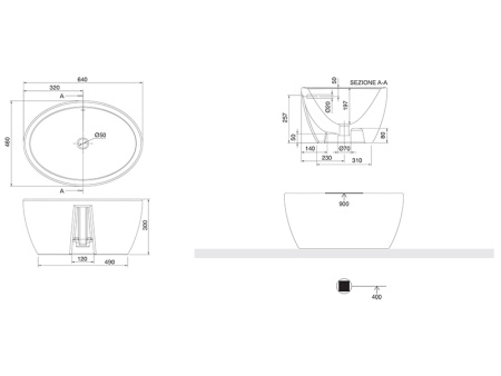 Раковина из санфаянса Scarabeo Matty 8056 64х46 накладная цвет белый