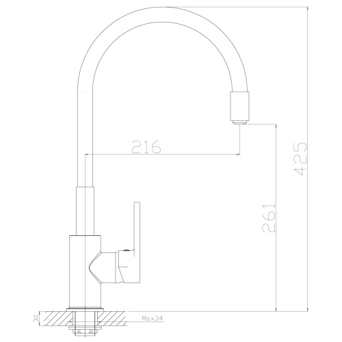 Смеситель для кухни Rossinka Z Z35-35U-Black на мойку хром - фото 3