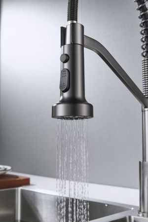 Смеситель для кухни Shevanik S963T на мойку оружейная сталь