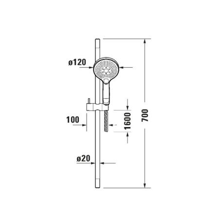 Душевая стойка Duravit Showers UV0680003C10 настенная цвет хром