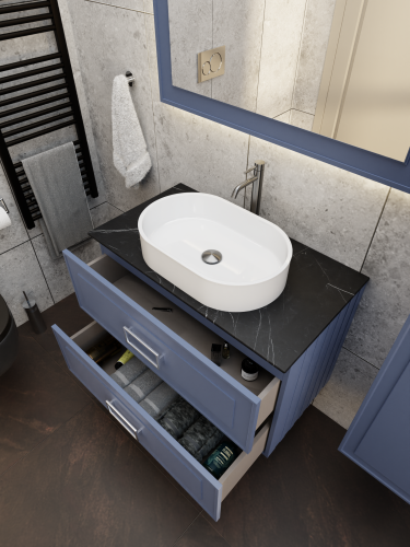 Тумба со столешницей La Fenice CUBO TWIN NFNC-01-CUB-BG-80-2-2-GB 80х62х49 подвесная цвет синий - фото 4