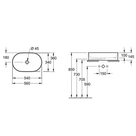Раковина керамическая Villeroy Boch Collaro 4A195601 60х40 накладная цвет белый без отверстий под смеситель