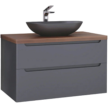 Тумба под раковину Jorno WOOD wood.01.100/P/GR 100х52х56 подвесная цвет серый