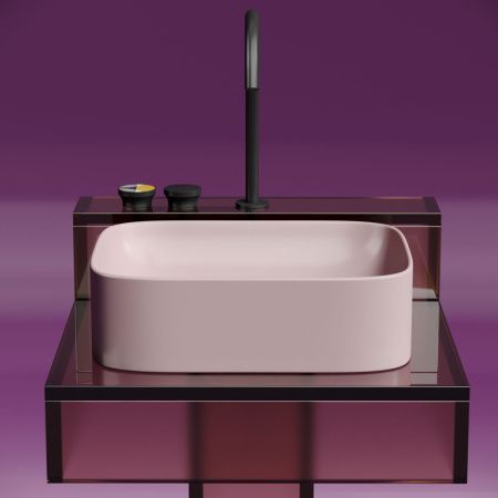 Раковина из сантехнического фарфора Ceramica Nova ELEMENT CN6052MP 50х40 накладная цвет розовый без отверстий под смеситель