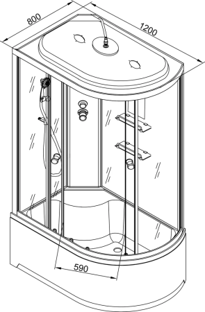 Душевая кабина AvaCan EM4512LGM+EL 120х80 асимметричная с крышей ориентация левая Душевая кабина AvaCan EM4512LGM+EL 120х80 асимметричная с крышей ориентация левая