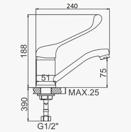 Смеситель для кухни D-Lin D154427-6 на мойку хром