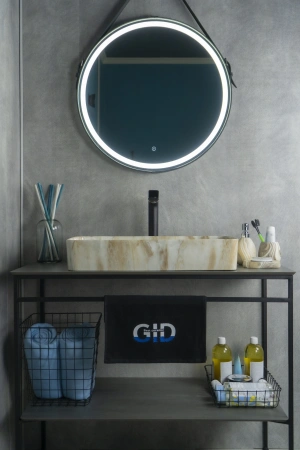 Раковина керамическая Gid Geométrico 54457 60х30 накладная цвет многоцветный без отверстий под смеситель