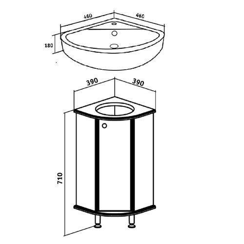 Тумба под раковину Runo Браво 00000000947 40х40 напольная цвет белый - фото 4