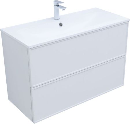 Раковина из искусственного камня Aquanet Арт 00318926 100х40 полувстраиваемая цвет белый 1 отверстие под смеситель