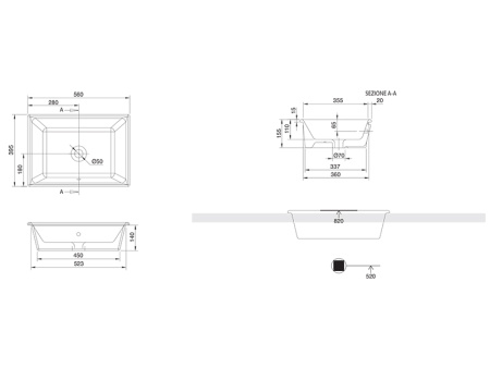 Раковина из санфаянса Scarabeo Gaia-Tech-Miky 8032 56х40 встраиваемая цвет белый