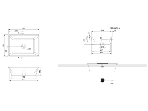 Раковина из санфаянса Scarabeo Gaia-Tech-Miky 8032 56х40 встраиваемая цвет белый - фото 3