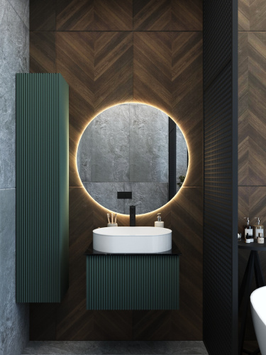 Тумба со столешницей La Fenice TERRA NFNC-01-TER-G-60-3-GB 70х36х47 подвесная цвет серый/зелёный - фото 5