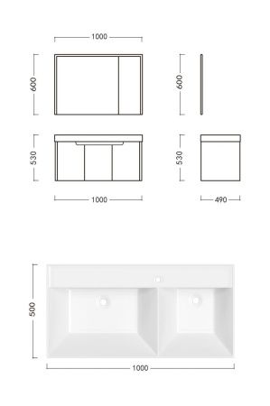 Комплект мебели: тумба + раковина + шкаф-зеркало Cerutti SPA MAIELLA 100 100х50 подвесной цвет серый