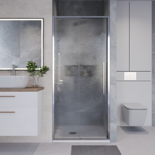 Душевая дверь Niagara Nova NG-65-11CH 110х195 стекло шиншилла профиль хром глянцевый - фото 4