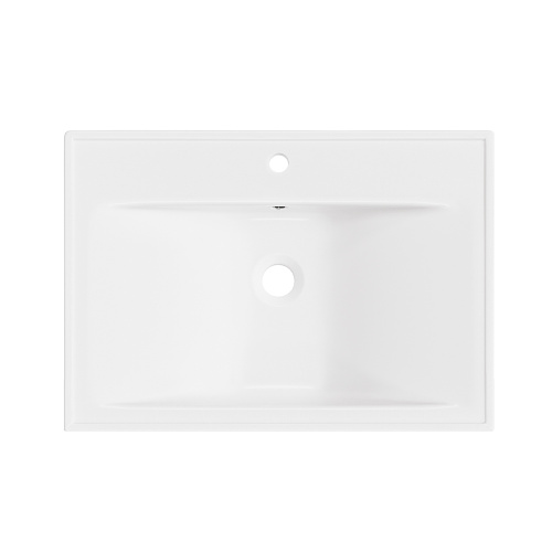 Раковина из сантехнического фарфора Wellsee FreeDom 151104000 65х46 подвесная цвет белый глянцевый 1 отверстие под смеситель - фото 3