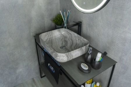 Раковина керамическая Gid Geométrico 54458 50х40 накладная цвет многоцветный без отверстий под смеситель