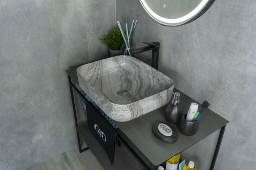 Раковина керамическая Gid Geométrico 54458 50х39 накладная цвет многоцветный без отверстий под смеситель - фото 5