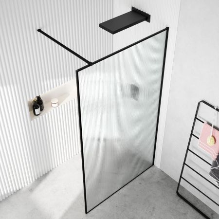 Душевая перегородка Cerutti SPA STRIP T120 120х190 стекло рифленое профиль черный