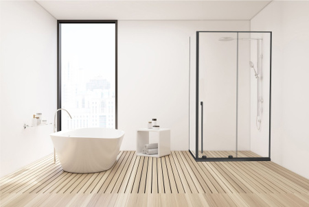 Душевой уголок Allen Brau Fantasy 3.11010.31 + 3.11014.31 160х100 стекло прозрачное профиль черный матовый без поддона