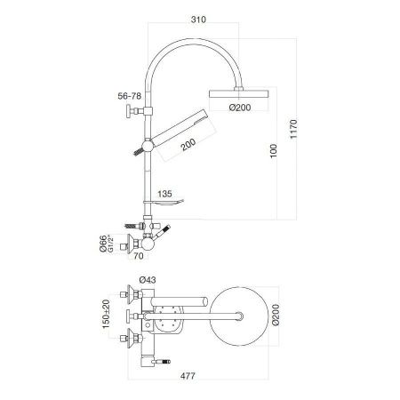 Душевая стойка Webert RI870105740 настенная цвет белый