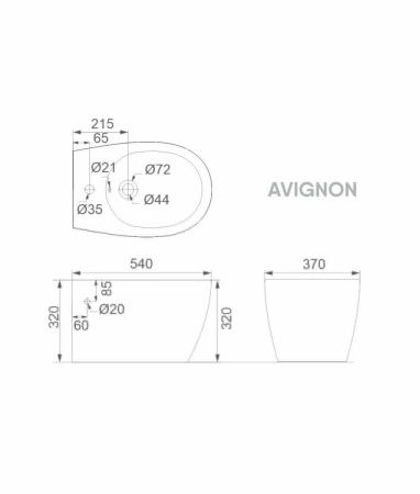 Унитаз подвесной Creo Сeramique AVIGNON COMBO-AV1100W/AV1001WT белый с сиденьем с микролифт смыв торнадо